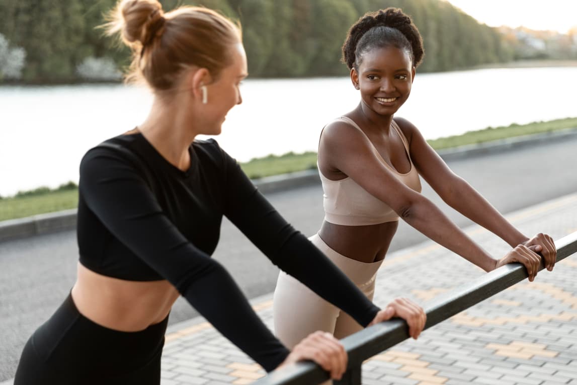 Two women smiling