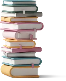 Tall stack of books
